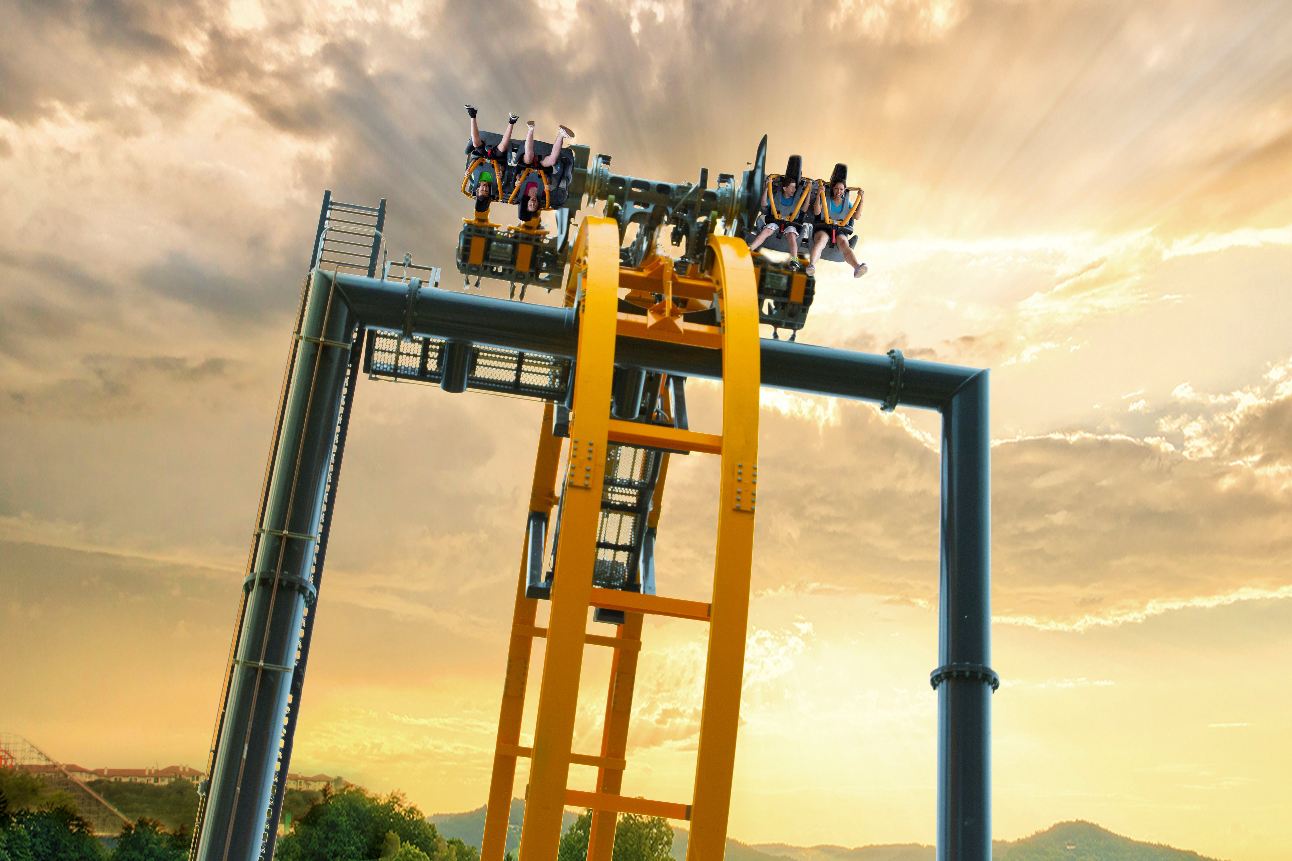 Patrons riding a rollercoaster at Six Flags Fiesta Texas