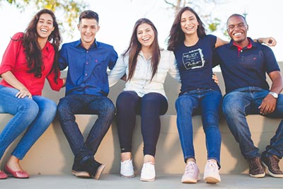 Group of students outdoors and smiling