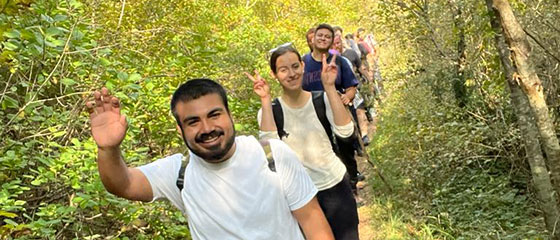 Students hiking abroad