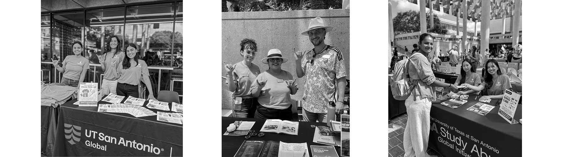 Three group photos at booth for events