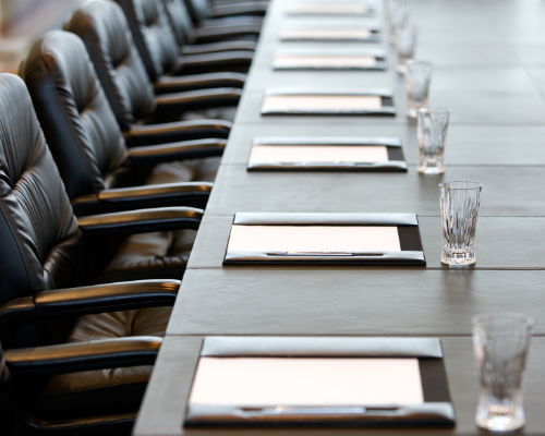 Table prepared for a meeting